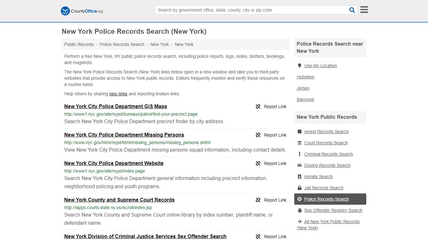 New York Police Records Search (New York) - County Office